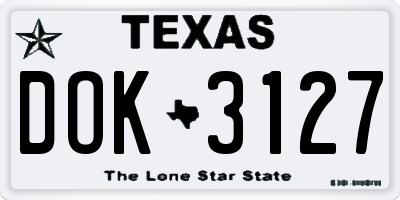 TX license plate DOK3127