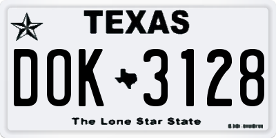 TX license plate DOK3128