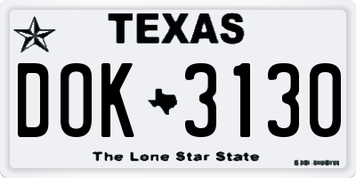 TX license plate DOK3130