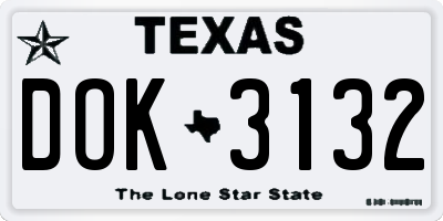 TX license plate DOK3132