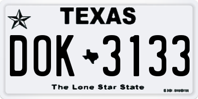 TX license plate DOK3133