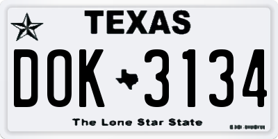 TX license plate DOK3134