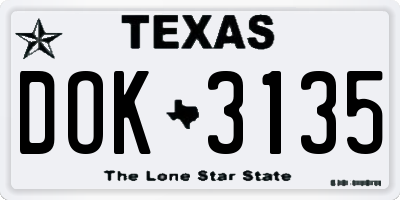 TX license plate DOK3135