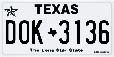 TX license plate DOK3136