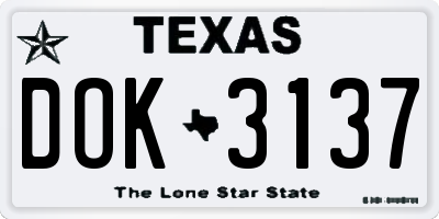 TX license plate DOK3137