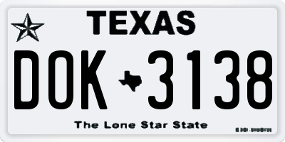 TX license plate DOK3138