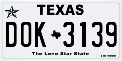 TX license plate DOK3139