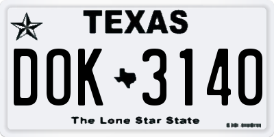 TX license plate DOK3140