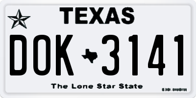 TX license plate DOK3141