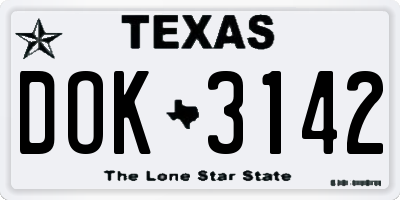 TX license plate DOK3142