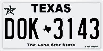 TX license plate DOK3143