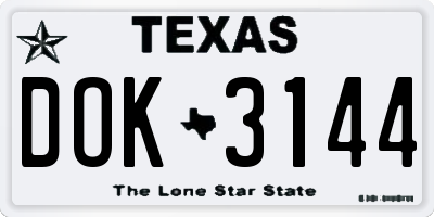 TX license plate DOK3144
