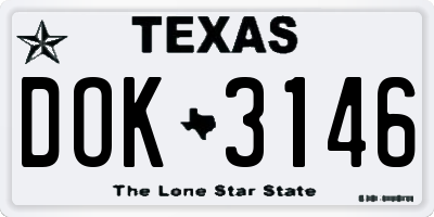 TX license plate DOK3146