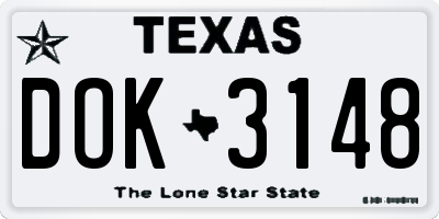TX license plate DOK3148