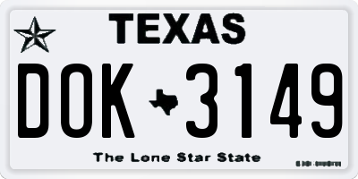 TX license plate DOK3149