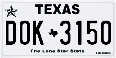 TX license plate DOK3150
