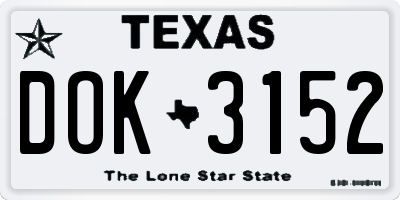TX license plate DOK3152