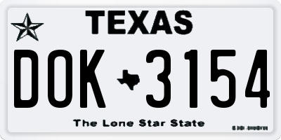 TX license plate DOK3154