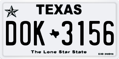 TX license plate DOK3156