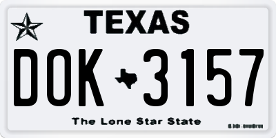 TX license plate DOK3157