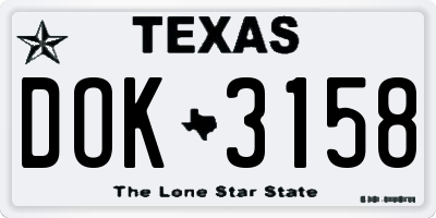 TX license plate DOK3158