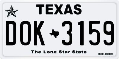 TX license plate DOK3159