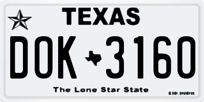 TX license plate DOK3160
