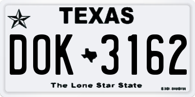 TX license plate DOK3162