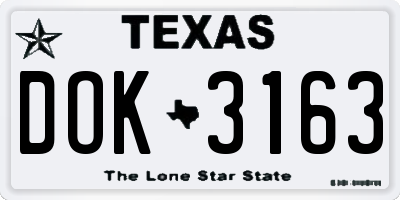 TX license plate DOK3163