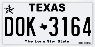 TX license plate DOK3164