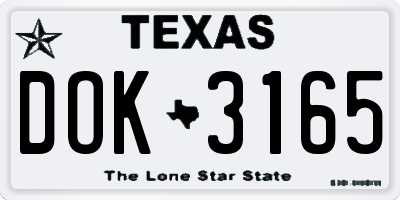 TX license plate DOK3165