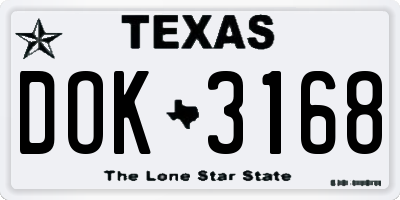 TX license plate DOK3168