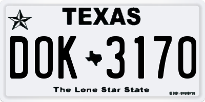 TX license plate DOK3170