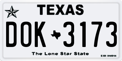 TX license plate DOK3173