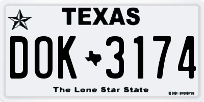 TX license plate DOK3174