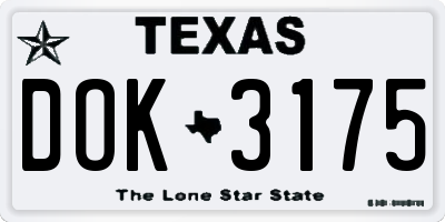 TX license plate DOK3175