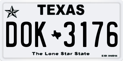 TX license plate DOK3176