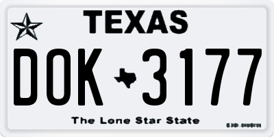 TX license plate DOK3177