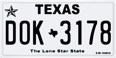 TX license plate DOK3178