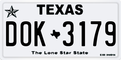 TX license plate DOK3179