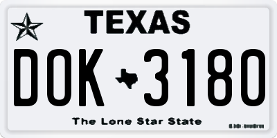 TX license plate DOK3180