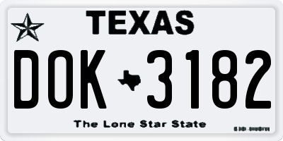 TX license plate DOK3182