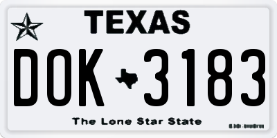 TX license plate DOK3183