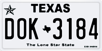 TX license plate DOK3184