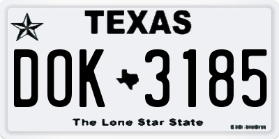 TX license plate DOK3185