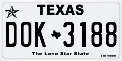 TX license plate DOK3188