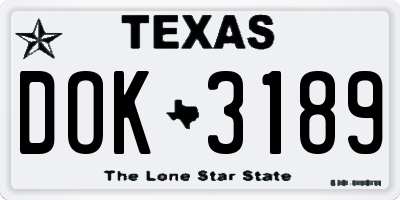 TX license plate DOK3189