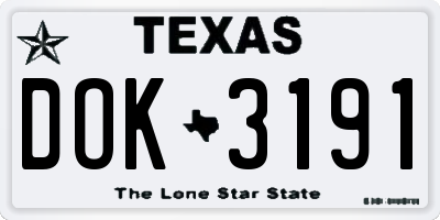 TX license plate DOK3191