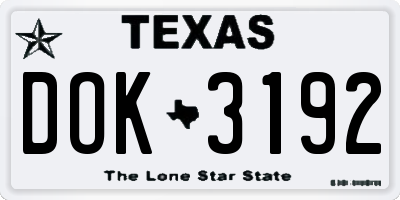 TX license plate DOK3192
