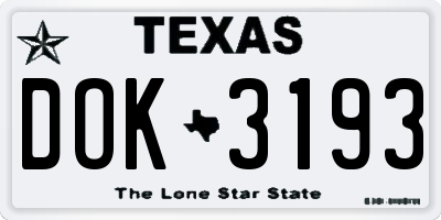 TX license plate DOK3193